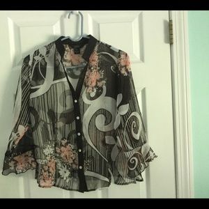 Investments Petites semi sheer blouse